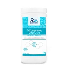 Chlore choc stabilisé pastille de 20 gr boîte de 1 kg
