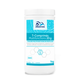 Chlore lent multi-fonctions comprimés de 20 gr boite de 1kg