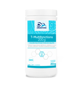 Chlore lent multi-fonctions galet de 200 gr seau de 25 Kg