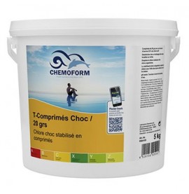 Chlore choc stabilisé pastille de 20 gr seau de 5 kg