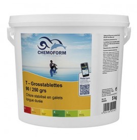 Chlore lent stabilisé galets de 250 gr seau de 5 kg