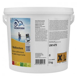 Chlore lent multi-fonctions galet de 200 gr seau de 5 kg