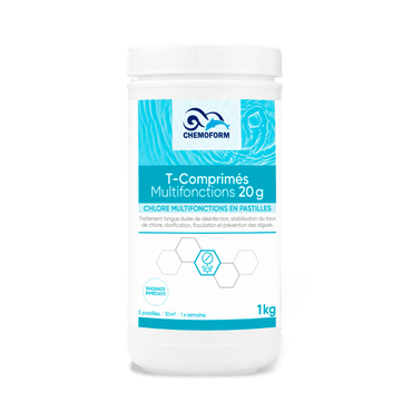 Chlore lent multi-fonctions comprimés de 20 gr boite de 1kg