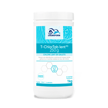 Chlore lent stabilisé galets de 250 gr seau de 1 kg