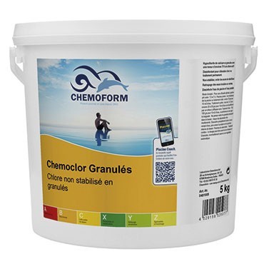 Chlore non stabilisé granulés seau de 5 kg - CHEMOFORM