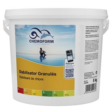 Stabilisant de chlore granulés seau de 5 kg - CHEMOFORM