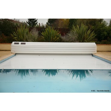 Rollover above-ground automatic slatted cover
